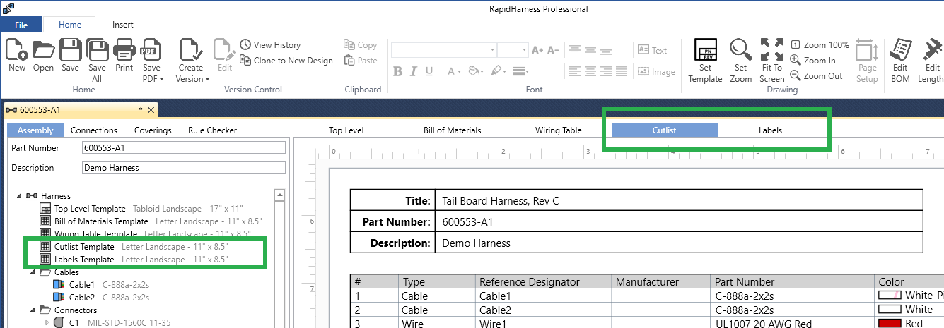 New Cutlist and Labels Tabs