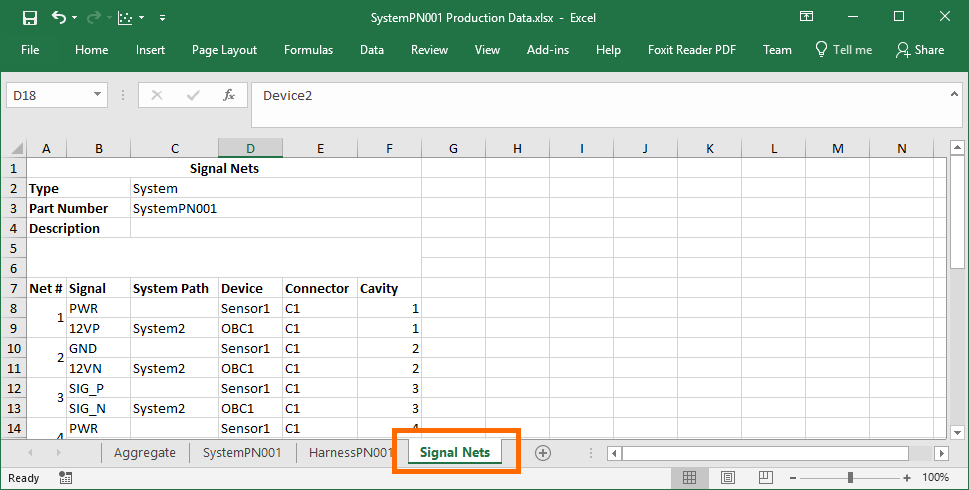 Export System Signal Nets