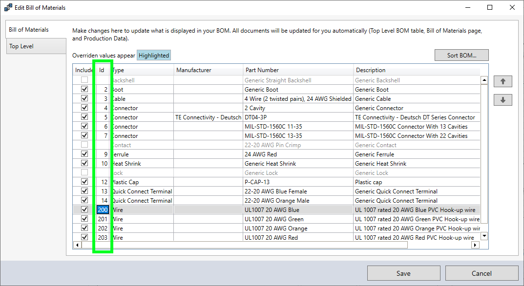 BOM Numbering