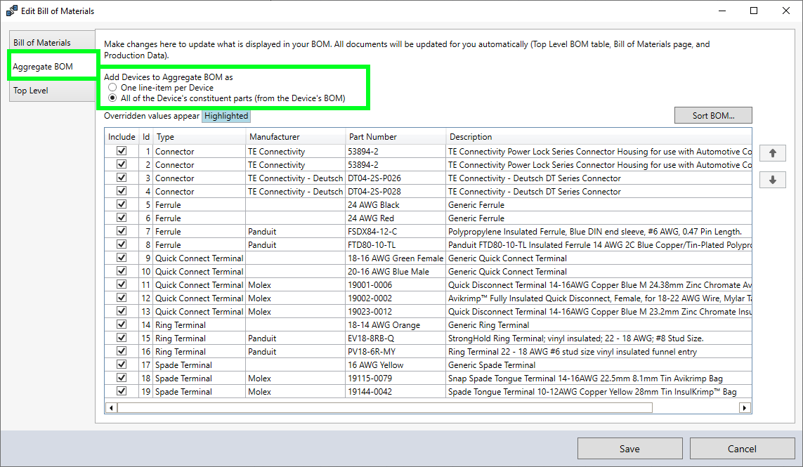 System Aggregate BOM Updates