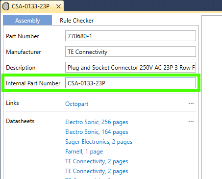 Internal Part Numbers Added