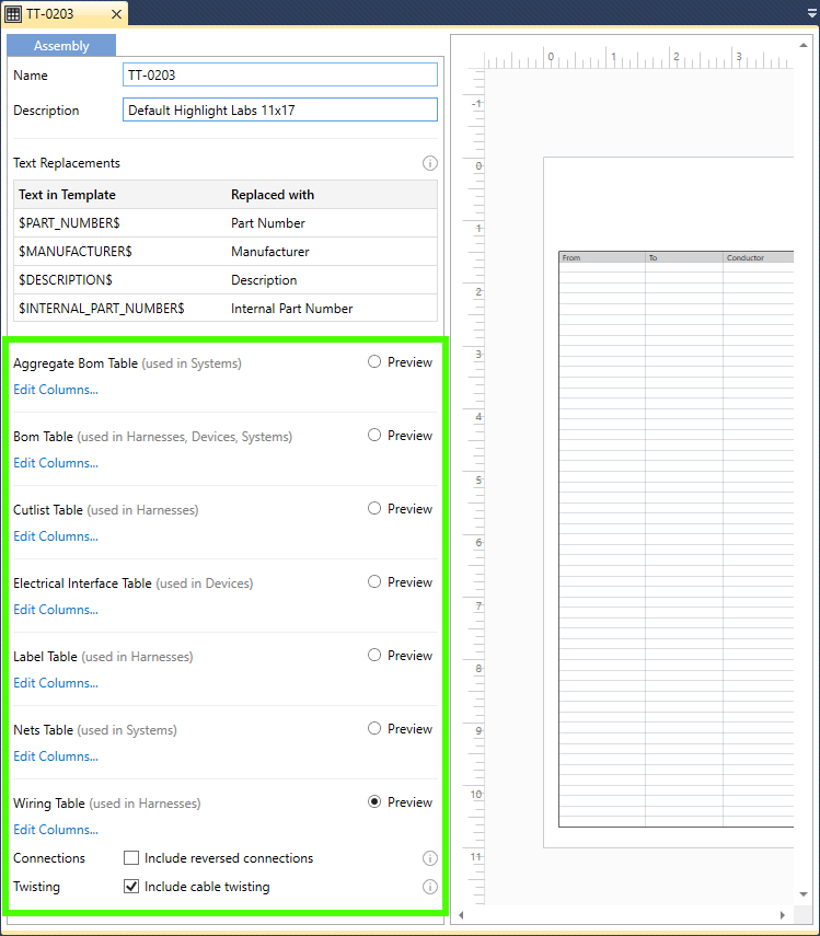 Customizable Table Columns