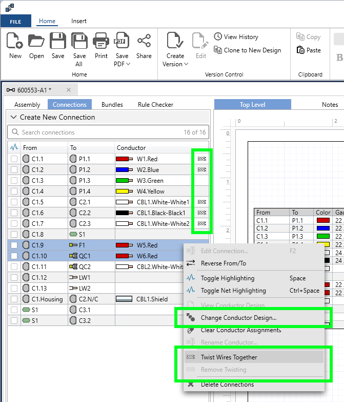 Harness Connection Editor