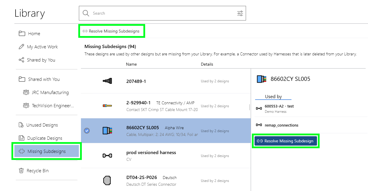Resolve Missing Designs