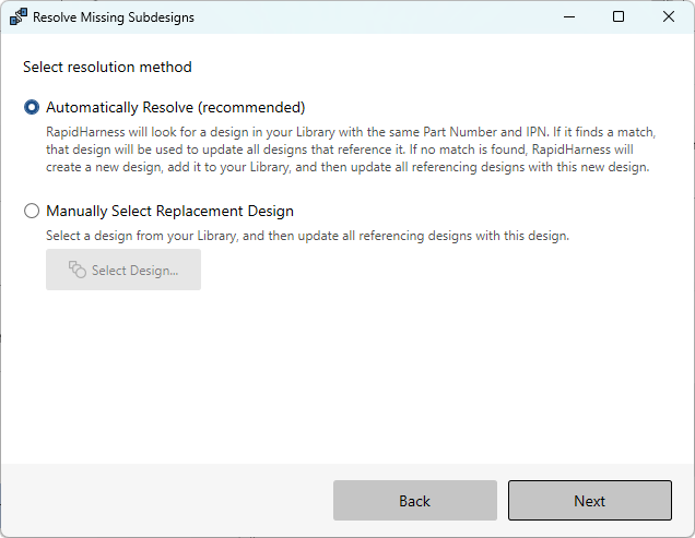 Resolve Missing Designs