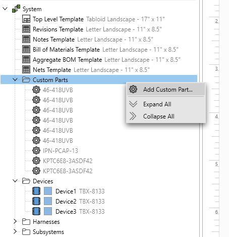Custom Parts in Systems