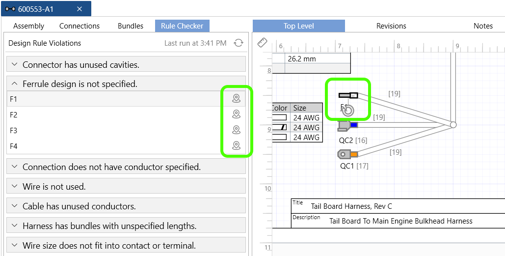Locate in Top Level from the Rule Checker